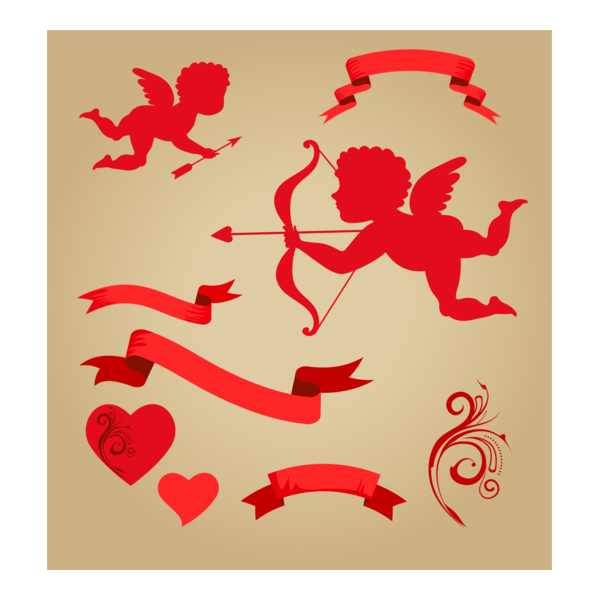 valentine angle cupids ribbon decorated Logo PNG Vector