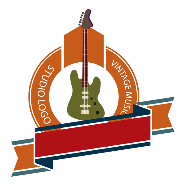 Vintage music studio guitar Logo PNG Vector