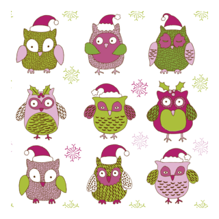 cartoon christmas owl pattern Logo PNG Vector