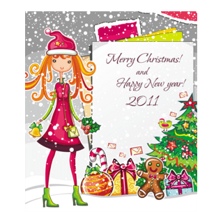 christmas cartoon girl Logo PNG Vector