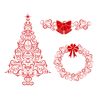 christmas tree wreath bells Logo PNG Vector