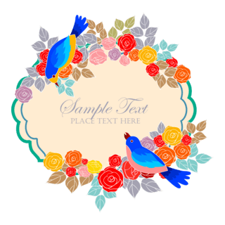 colorful roses birds decoration Logo PNG Vector