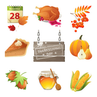 detailed thanksgiving icons set Logo PNG Vector