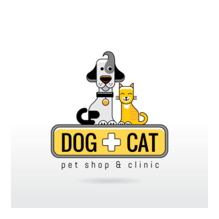 Dog and cat with pet shop and clinic Logo PNG Vector