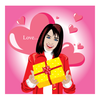 girl holding valentine day yellow gift box Logo PNG Vector