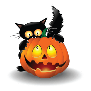 halloween spooky pumpkins cat Logo PNG Vector