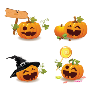 smile happy halloween pumpkins Logo PNG Vector