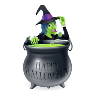 spooky halloween witch girl cauldron Logo PNG Vector