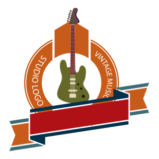 Vintage music studio guitar Logo PNG Vector