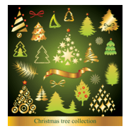 a variety cartoon christmas tree Logo PNG Vector