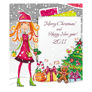 christmas cartoon girl Logo PNG Vector