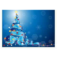 christmas tree by a ribbon blue background Logo PNG Vector