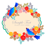 colorful roses birds decoration Logo PNG Vector