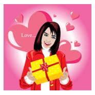 girl holding valentine day yellow gift box Logo PNG Vector
