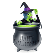 spooky halloween witch girl cauldron Logo PNG Vector