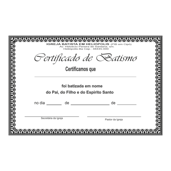 Certificado de Batismo Batista Logo PNG Vector