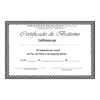 Certificado de Batismo Batista Logo PNG Vector