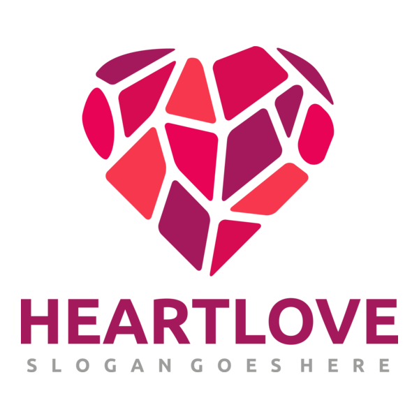 Low poly heart Logo PNG Vector