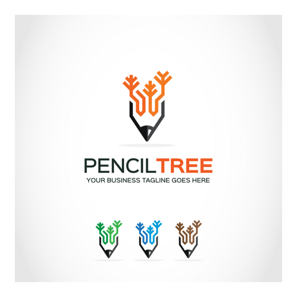 pencil tree Logo PNG Vector