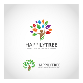 happily tree Logo PNG Vector