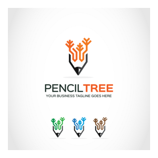 pencil tree Logo PNG Vector