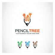 pencil tree Logo PNG Vector