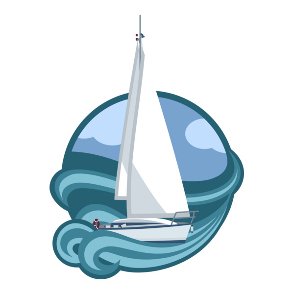 Elegant boat sailing in the sea Logo PNG Vector
