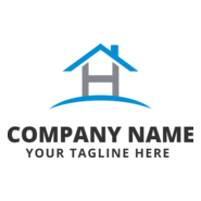 blue and gray house Logo PNG Vector