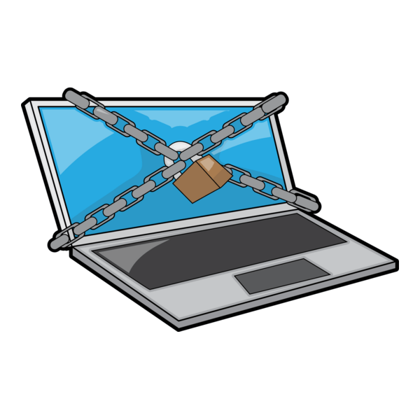Locked Laptop Screen Cartoon Logo PNG Vector