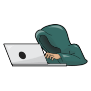 Cartoon Headless Man Hacking Logo PNG Vector