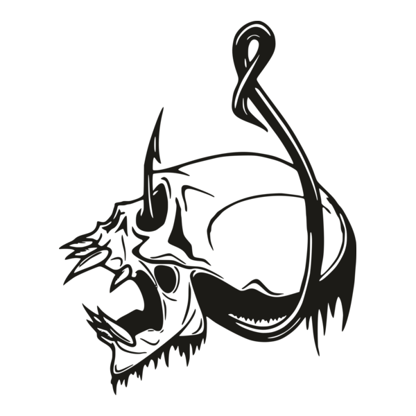 Hooked Skull Logo PNG Vector