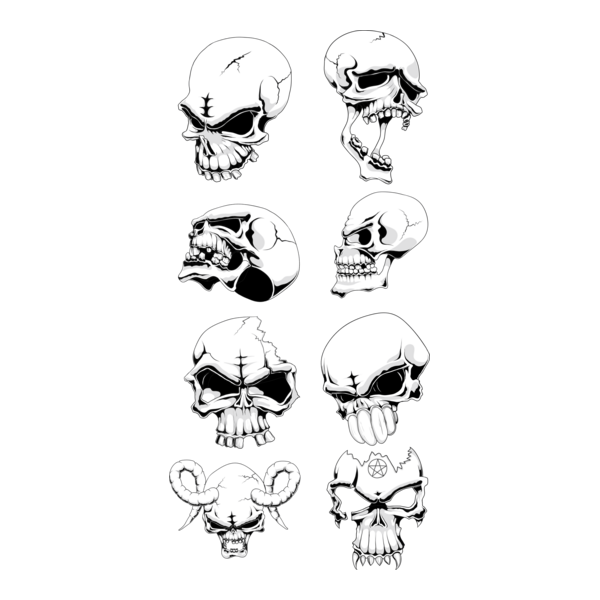 Skull Set Logo PNG Vector