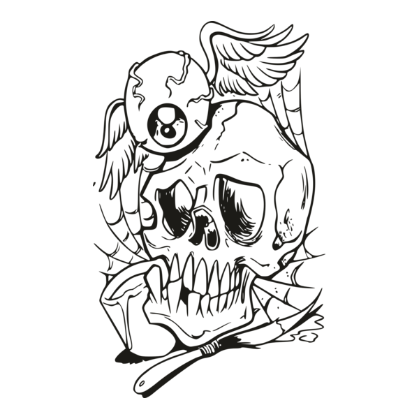 Spooky Skull Logo PNG Vector