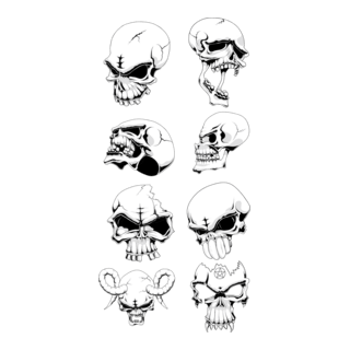 Skull Set Logo PNG Vector