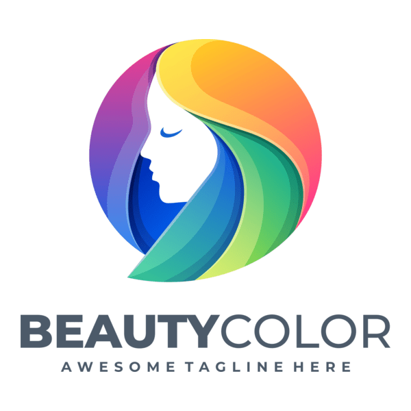 Beauty girl head colorful color Logo PNG Vector