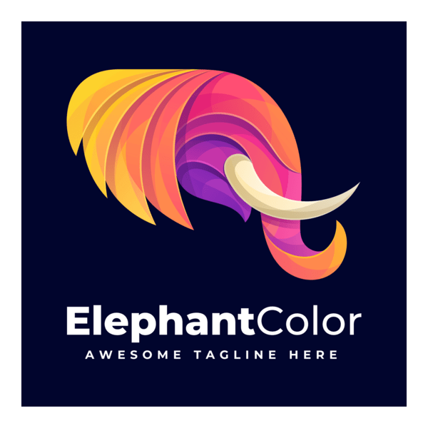 Elephant head colorful gradient Logo PNG Vector