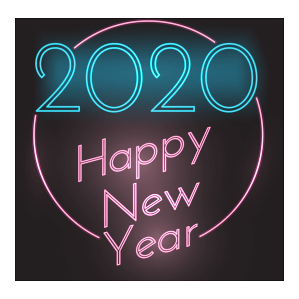 Happy New Year neon style Logo PNG Vector