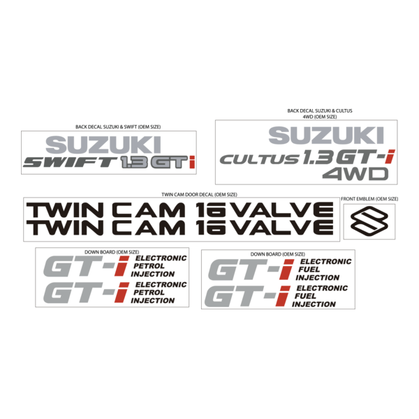 SUZUKI SWIFT GTI & CULTUS GTI 4WD KIT DECAL Logo PNG Vector