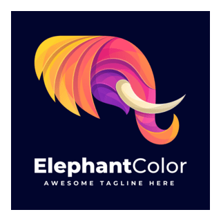 Elephant head colorful gradient Logo PNG Vector
