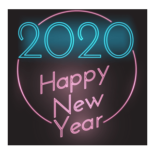 Happy New Year neon style Logo PNG Vector