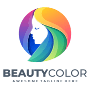 Beauty girl head colorful color Logo PNG Vector