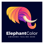 Elephant head colorful gradient Logo PNG Vector