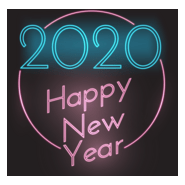 Happy New Year neon style Logo PNG Vector