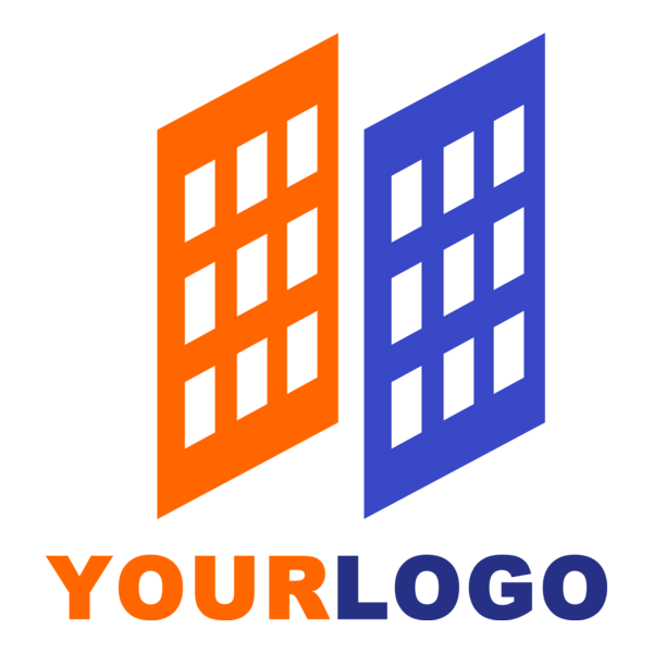 Orange and Blue Building Logo PNG Vector