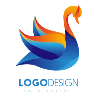 Colorful Swan Logo PNG Vector