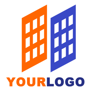 Orange and Blue Building Logo PNG Vector