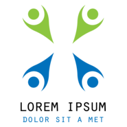 Happy Colorful People Silhouette Logo PNG Vector