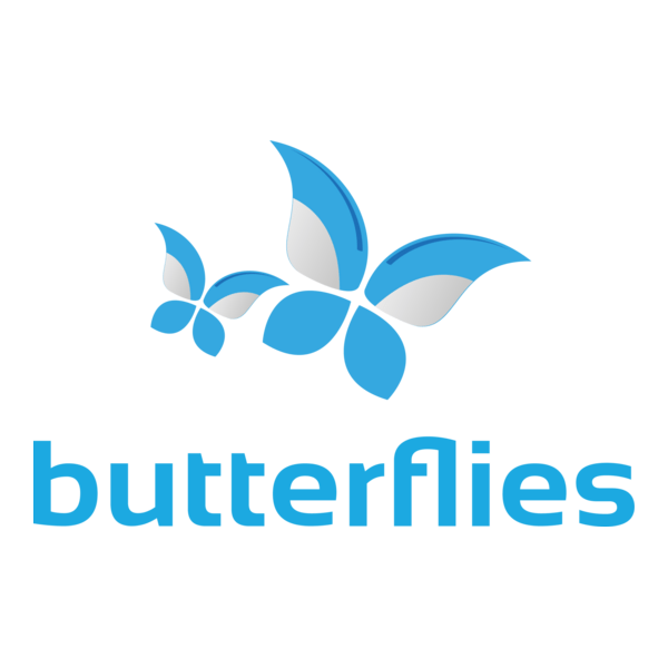 Abstract Butterflies in Blue and Grey Logo PNG Vector