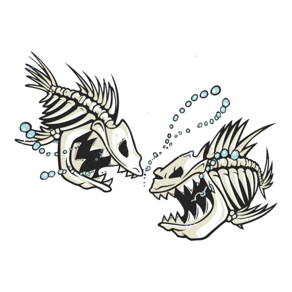 Boat Skeleton Fish Logo PNG Vector