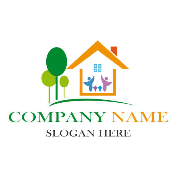 Happy Family in the House Company Logo PNG Vector